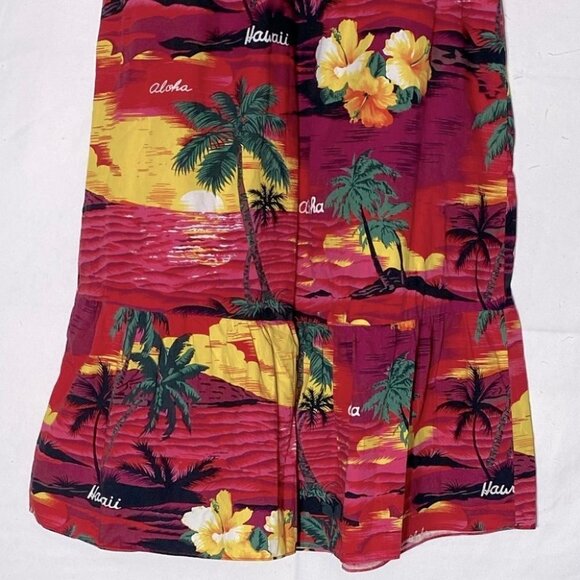 Vintage Alm Fashions Hawaii Red Tropical  Short Floral Mumu Dress L - Picture 12 of 14